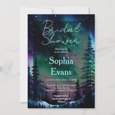 Celestial Northern Lights Bridal Shower Invitations