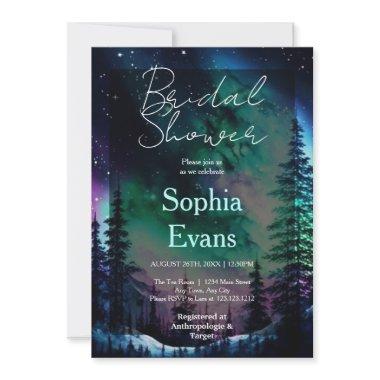 Celestial Northern Lights Bridal Shower Invitations