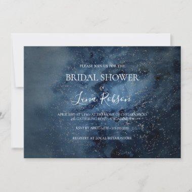 Celestial Sky Silver Horizontal Bridal Shower Invitations