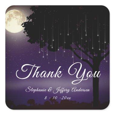 Celestial Starry Night String Light Thank You Square Sticker