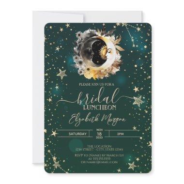 Celestial Sun And Moon Flowers Stars Green