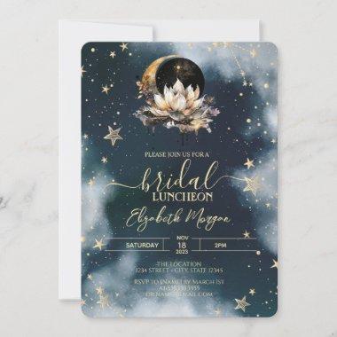 Celestial Sun,Moon,Stars Lotus Night Sky Bridal Invitations