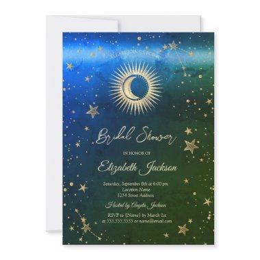 Celestial Sun,Moon,Stars Ombre Bridal Shower Invitations