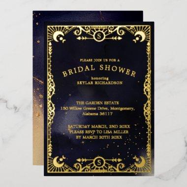 Celestial Tarot Invitations Sun & Moon Navy Bridal Shower