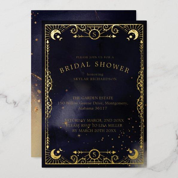 Celestial Tarot Invitations Sun & Moon Navy Bridal Shower
