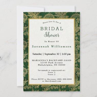 Celtic Green Gold Paisley Floral Bridal Shower Invitations