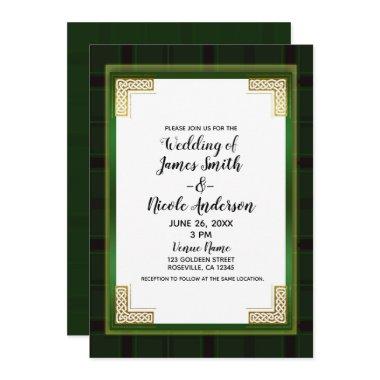 Celtic Green Gold Plaid Tartan White Irish Wedding