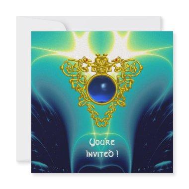 CELTIC HEART bright blue,yellow , gold metallic