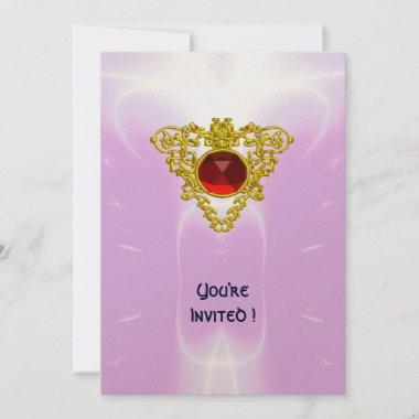CELTIC HEART, bright red,pink violet gold Invitations