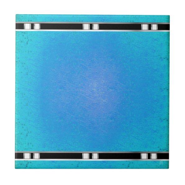 Chai Tea Companion in Turquoise, Black and Silver Tile