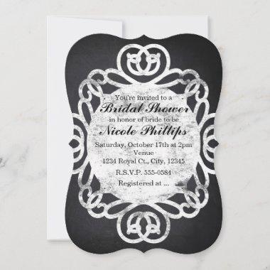 Chalk Vintage Frame Bridal Shower Invitations