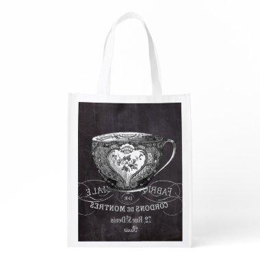 Chalkboard Alice in Wonderland tea party teacup Grocery Bag