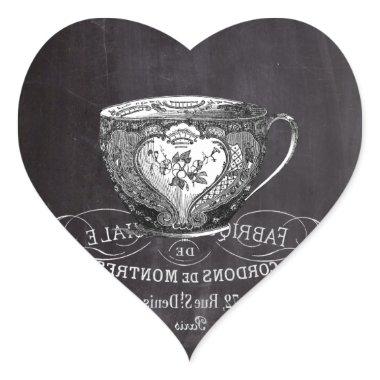 Chalkboard Alice in Wonderland tea party teacup Heart Sticker
