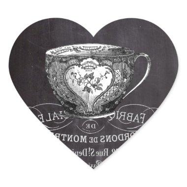 Chalkboard Alice in Wonderland tea party teacup Heart Sticker