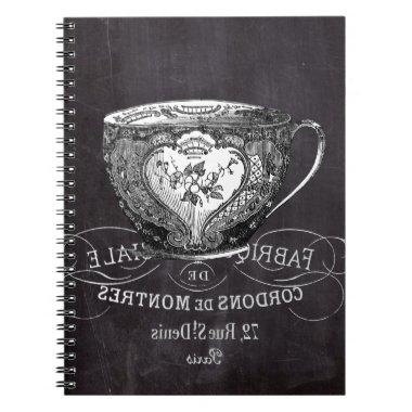 Chalkboard Alice in Wonderland tea party teacup Notebook