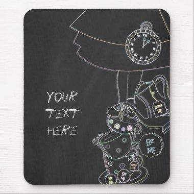 Chalkboard Alice in Wonderland Teacups Chalk Mouse Pad