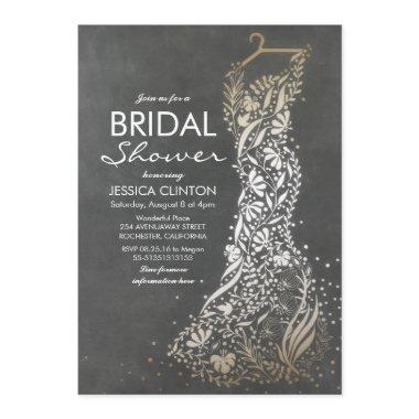 Chalkboard and Gold Vintage Bridal Shower Invitations