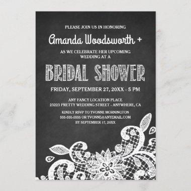 Chalkboard and Lace Bridal Shower Invitations
