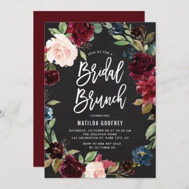 Chalkboard Autumn Floral Wreath Bridal Brunch Invitations