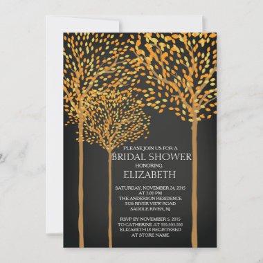 Chalkboard Autumn Trees bridal Shower Invitations