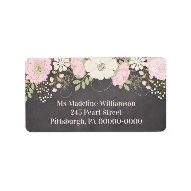 Chalkboard Blush Floral Bridal Return Address Label