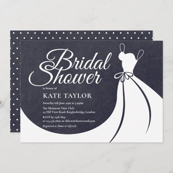 Chalkboard Bridal Shower Pretty Gown Invitations