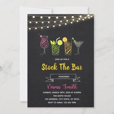 Chalkboard cocktail stock the bar Invitations