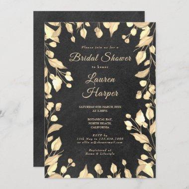 Chalkboard Cream Floral Bridal Shower Invitations