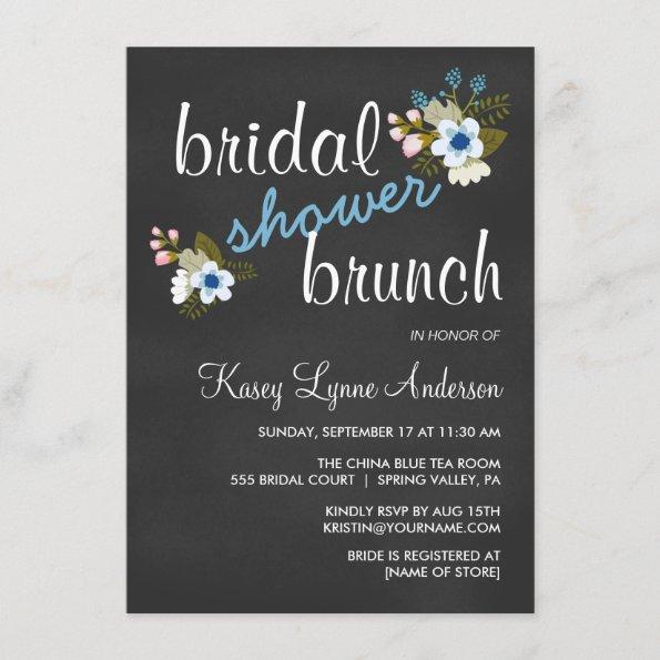 Chalkboard Floral Bridal Shower Brunch Invites