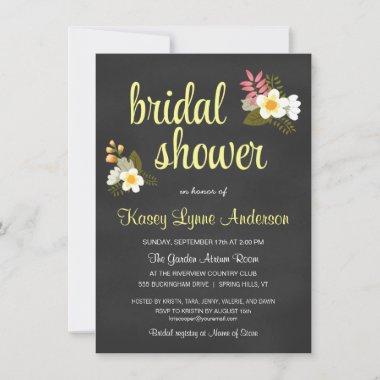 Chalkboard Floral Bridal Shower Invitations