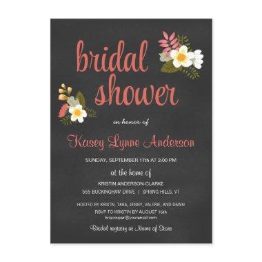 Chalkboard Floral Bridal Shower Invitations