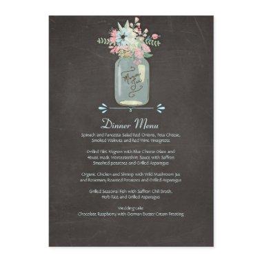 Chalkboard Flowers Rustic Mason Jar Modern Floral Menu