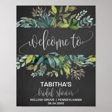 Chalkboard Foliage Bridal Shower Welcome Poster