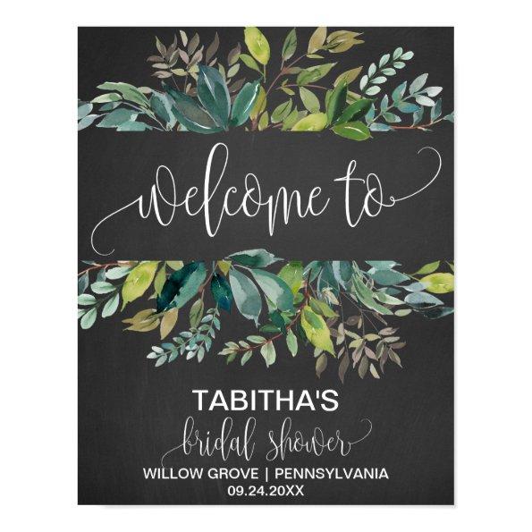 Chalkboard Foliage Bridal Shower Welcome Poster