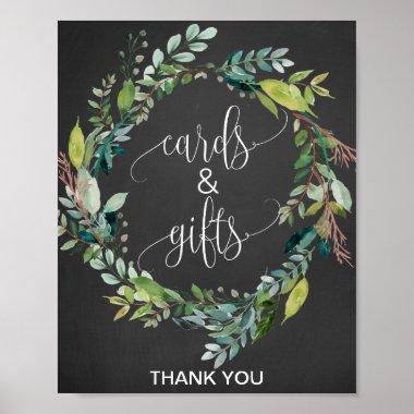 Chalkboard Foliage Wreath Invitations and Gifts Sign