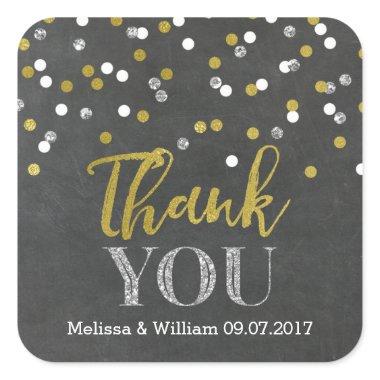 Chalkboard Gold Confetti Wedding Favor Tags