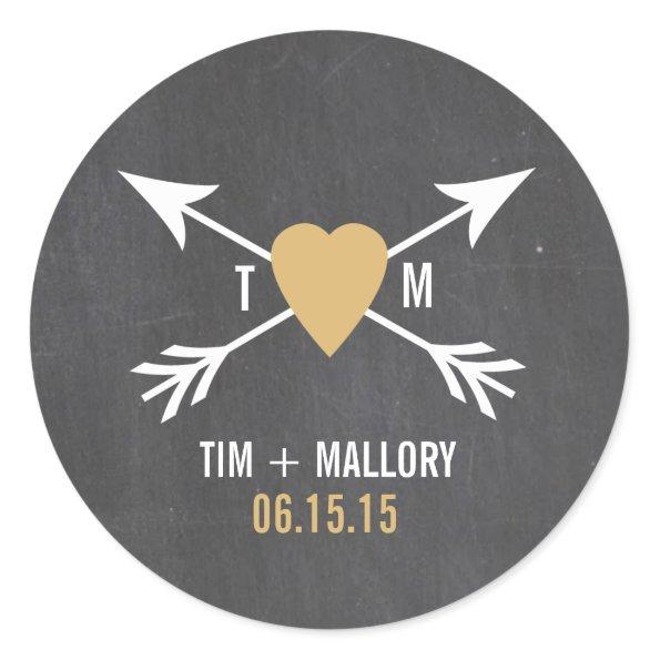 Chalkboard Gold Heart + Arrow | Wedding Stickers