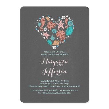 Chalkboard heart beach  invite