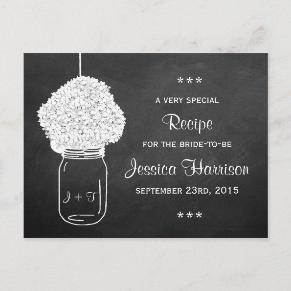 Chalkboard Hydrangea Mason Jar Bridal Recipe Invitations