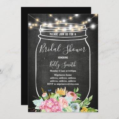 chalkboard, jar, bridal shower Invitations