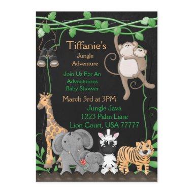 Chalkboard Jungle Theme Baby  Invite