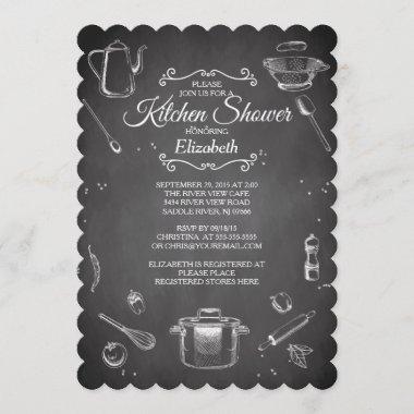 Chalkboard Kitchen Bridal Shower Invitations