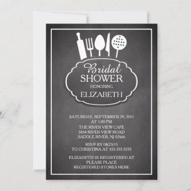 Chalkboard Kitchen Bridal Shower Invitations
