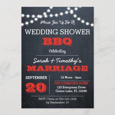 Chalkboard Lights Red Wedding Bridal Shower Invitations