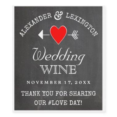 Chalkboard Look Rustic Country Wedding Wine Label