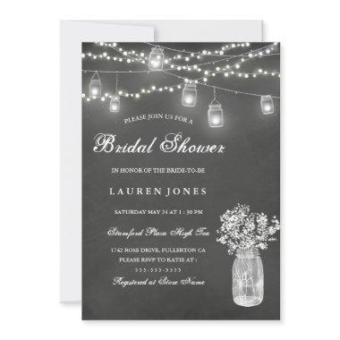 Chalkboard Mason Jar Bridal Shower Invitations