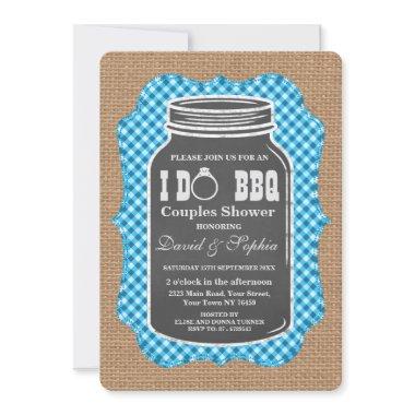 Chalkboard Mason Jar Burlap I DO BBQ Invitations