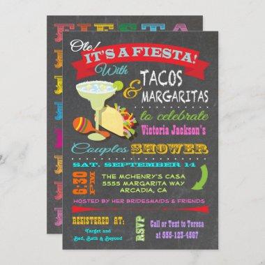 Chalkboard Mexican Fiesta Couples Shower Invitations