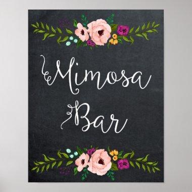 chalkboard mimosa bar sign floral