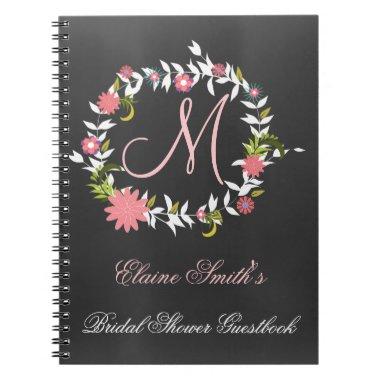 Chalkboard Monogram Bridal shower Guestbook Notebook
